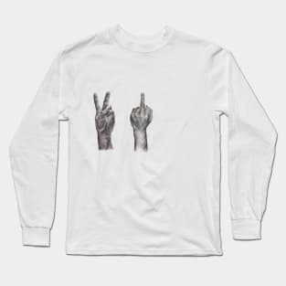 Peace Sign, Middle Finger Long Sleeve T-Shirt